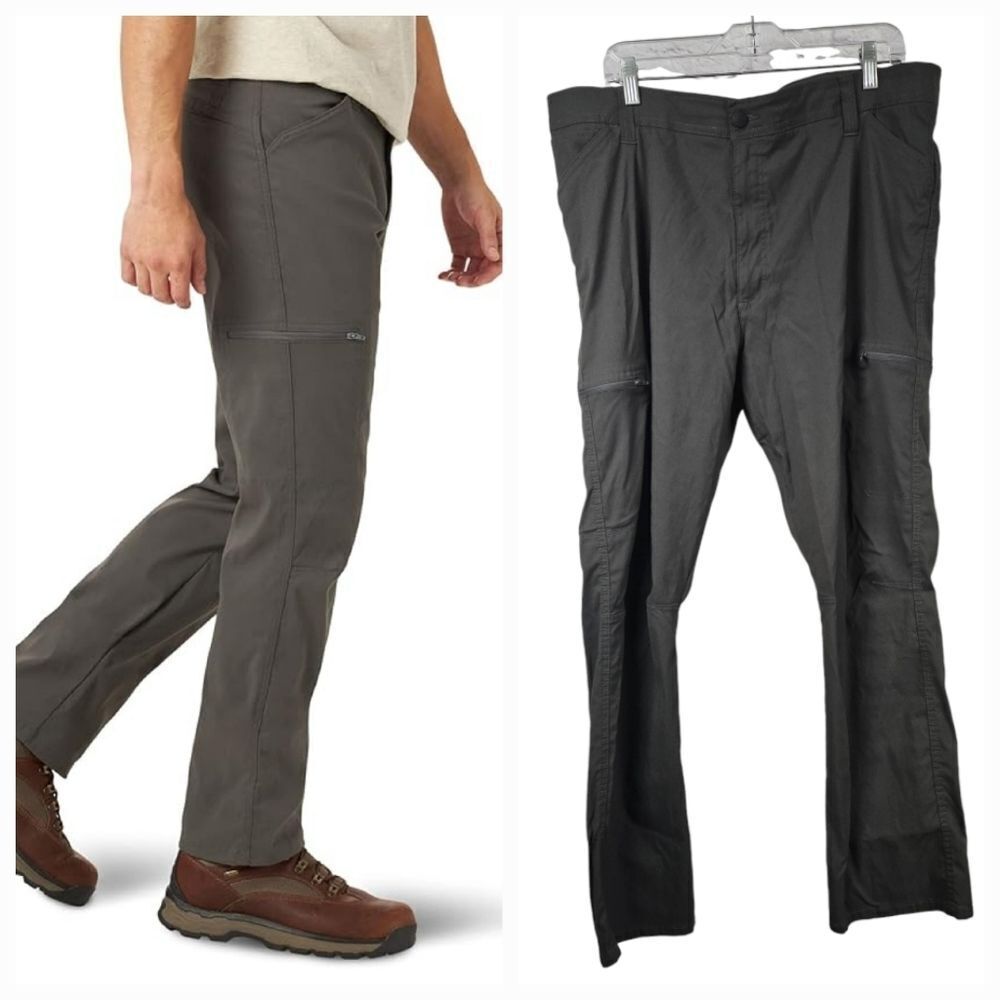 Wrangler Men 40x30 Flex Waist Outdoor Performance Cargo Pants Asphalt Gray UPF50